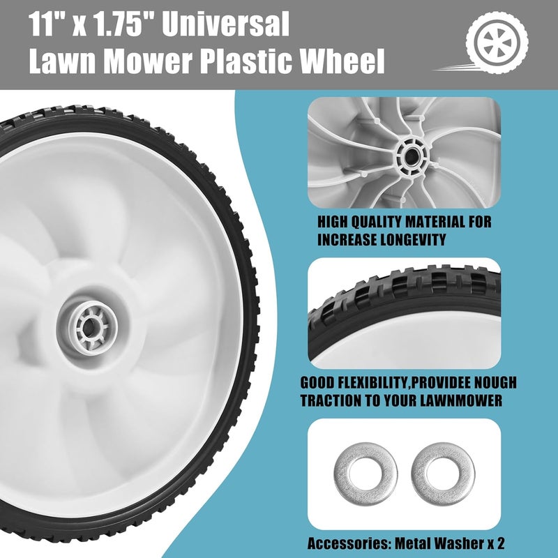 Sutmorly 11" Rear Wheels Replacement for Arnold 490-325-0023, 11" x 1.75" Universal Lawn Mower Plastic Wheel Compatible with MTD, Craftsman, Toro, Self Propelled Walk-Behind Lawnmower 2 Pack - Image 3